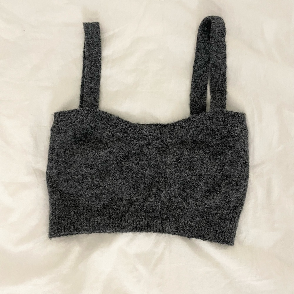 Gray Knit Crop Top sweater tank